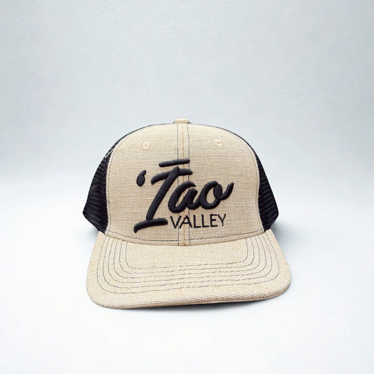 Iao Valley Burlap Snapback Trucker Hat
