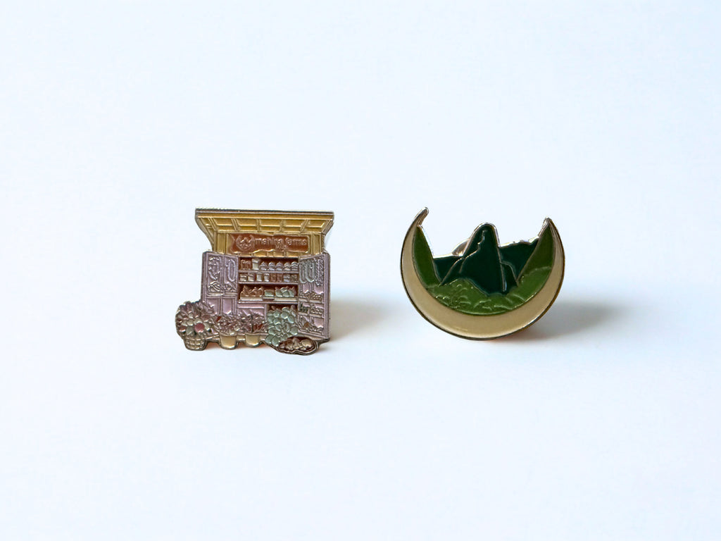 Mahina Farms Maui Logo & Farmstand Soft Enamel Pin 2-Pack