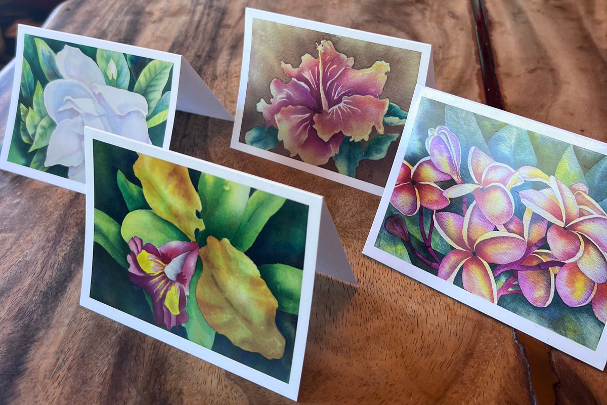 Flowers of Hawaii Botanical Watercolor Card Set